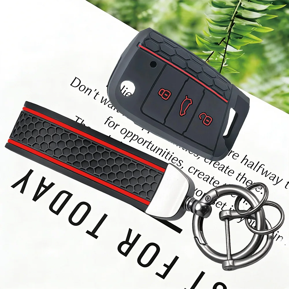 New Keychain Silicone Car Key Case Cover for Volkswagen VW Golf 7 MK7 Tiguan Mk2 for Skoda Octavia 3 A7 Kodiaq 2017-2021 SEAT