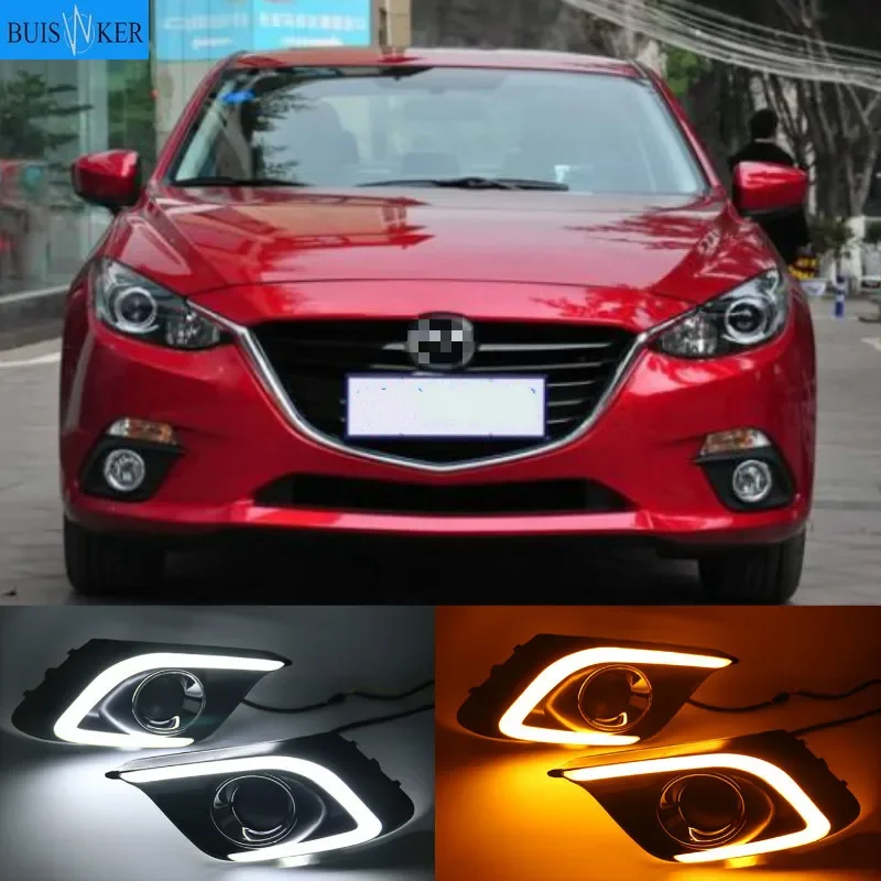 

ДХО для Mazda 3 Mazda3 Axela 2014 2015 2016 светодиодные DRL дневные ходовые огни дневного света противотуманные фары с указателем поворота