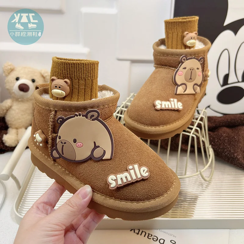 Hello Kitty Stivali da neve per bambini Scarpe di cotone calde Addensare Stivaletti invernali non antiscivolo Protezione dalla neve per ragazza Regalo di Natale sulla neve