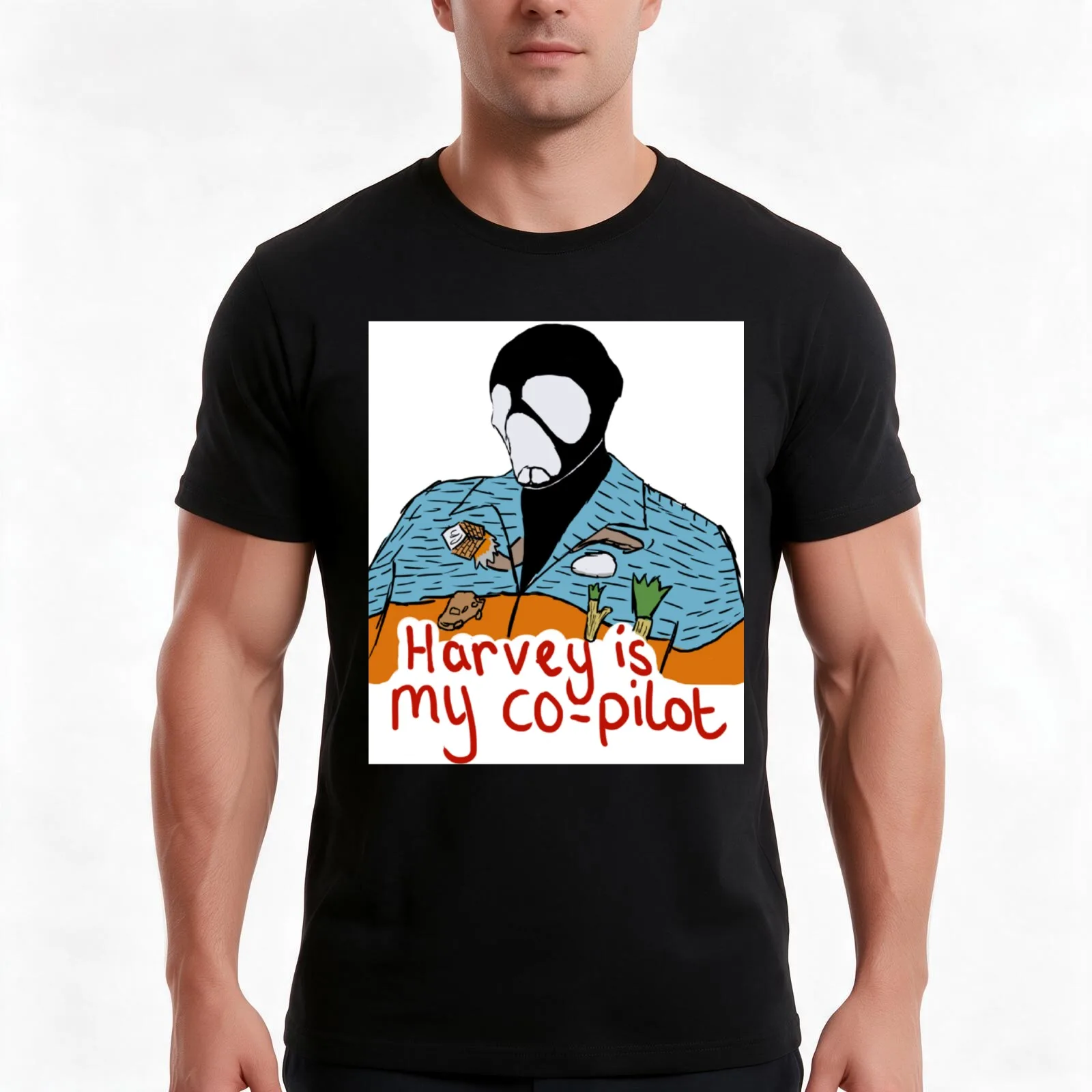 Farscape - Harvey is my co-pilot. T-Shirt Summer Casual Cotton Tee Oversized Streetwear Tops Vintage Graphic Print