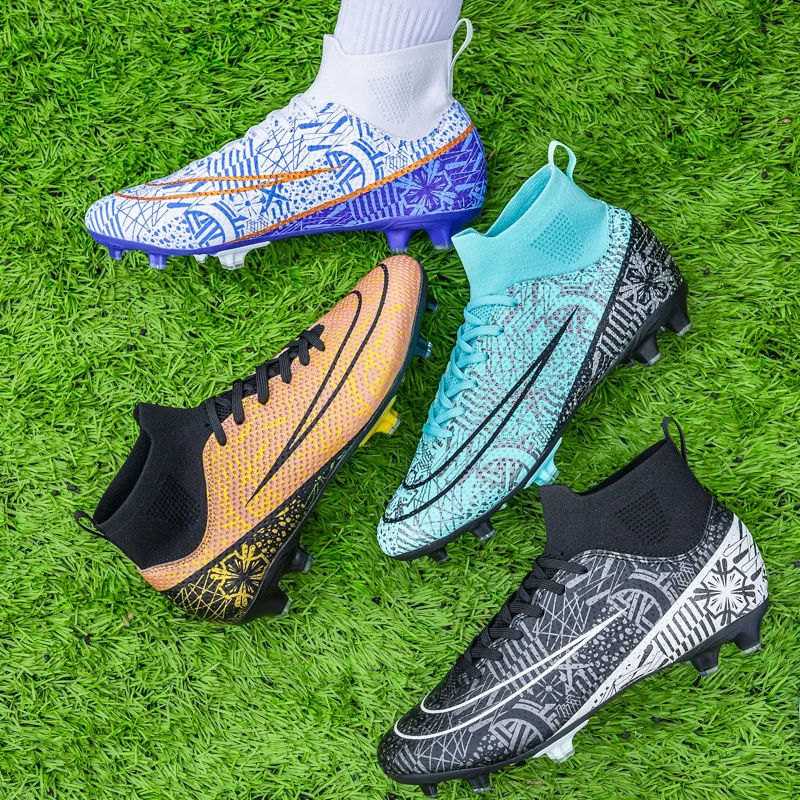 Botas de futebol masculino macio TF FG, tênis de futebol, botas de futebol, tênis de treinamento respirável, antiderrapante, chuteiras, calçado esportivo alto ao ar livre