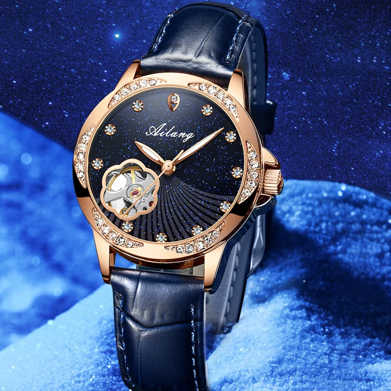 New Montre Femme Top Brand Luxury Fashion Mechanical Watch Gypsophila Ladies Skeleton Automatic Watch Ladies