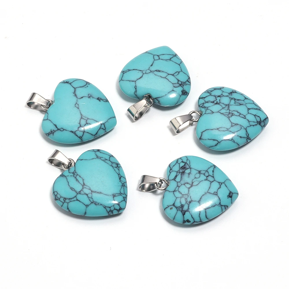 Natural Stone Mix Color Heart Shape Charms for DIY Making