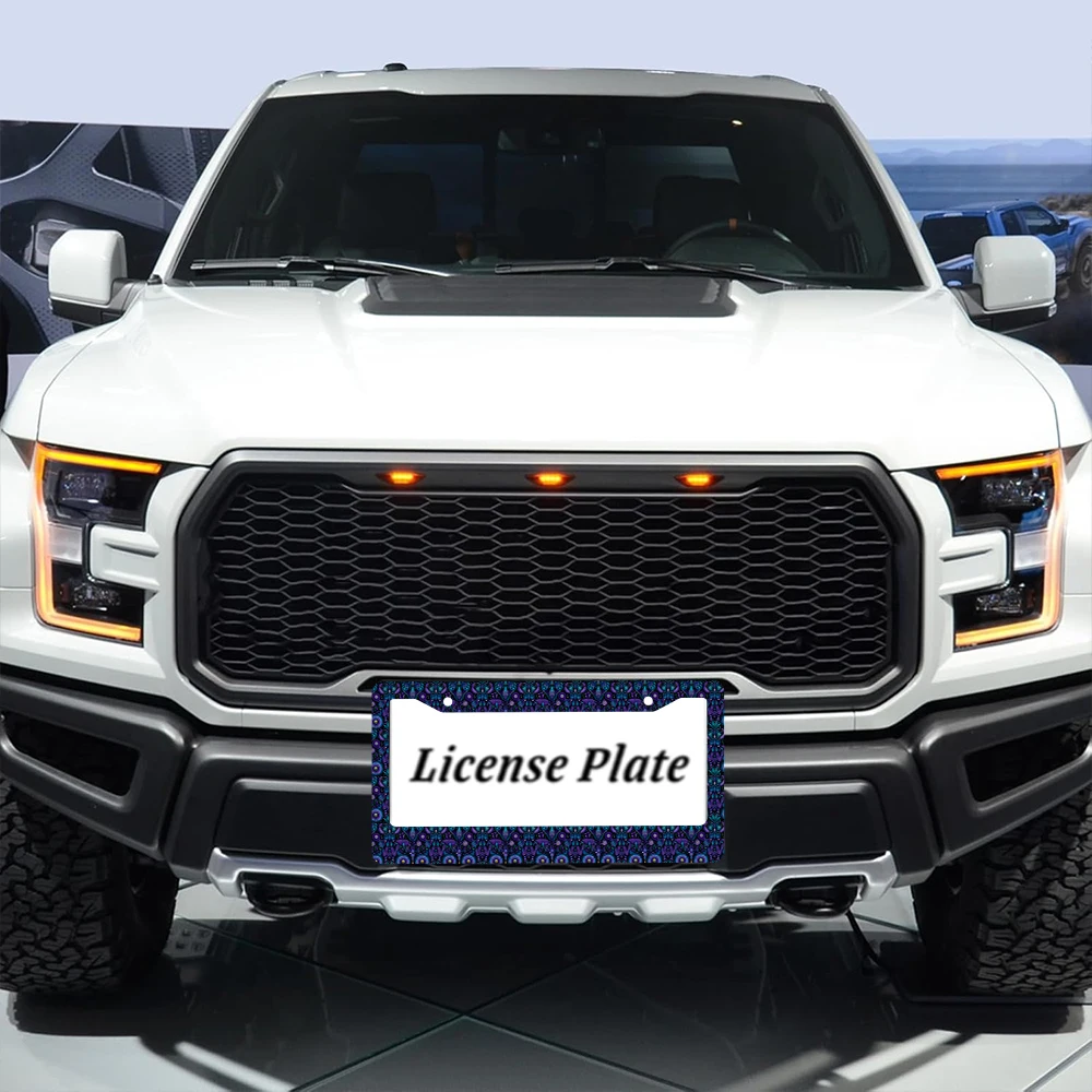 1 قطعة فراشة أرجوانية نمط الأزهار 2 حفرة إطار لوحة الترخيص ، مادة الألومنيوم ، 6x12 بوصة ، مع طقم مسامير ريترو الجدة C