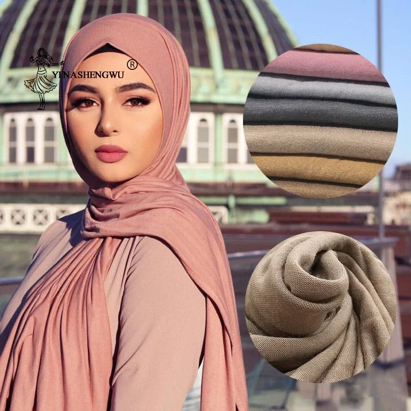 

170x60cm Fashion Jersey Hijab Scarf Long Muslim Shawl Plain Soft Turban Tie Head Wraps For Women Africa Headband