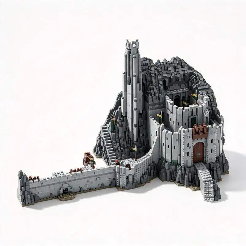 15755PCS Mountain Fortress Building Blocks Cliff Stronghold Castle Wall Architecture Model Custom Puzzle DIY Creative Gift