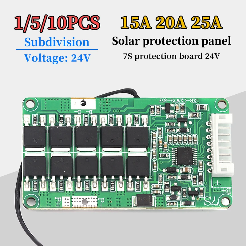 7S 24V Li-ion Battery Protection Board 15A 6MOS/20A 8MOS/25A 10MOS Same Port for Power Tool Solar Street Light