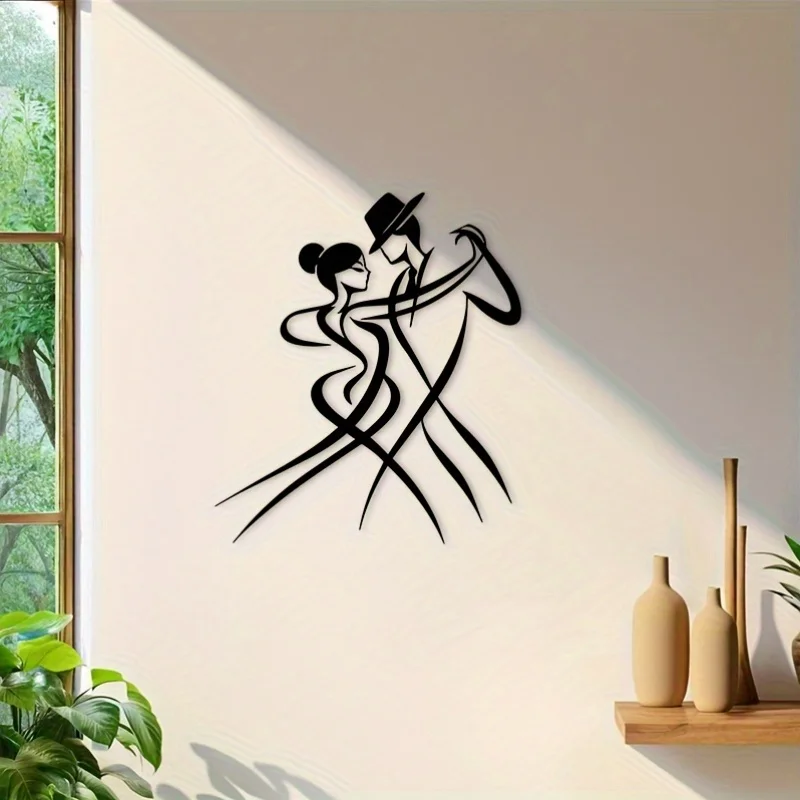 Arte Metálico de Pared con Diseño de Pareja Bailando Tango, Decoración de Pared de Hierro para Sala de Estar o Estudio