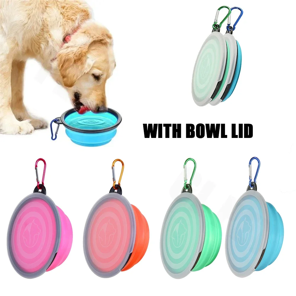 Faltbares Silikon-Wasserbecken für Hundefutter mit Schüssel, Lippen für Haustiere, Outdoor-Reisen, tragbar mit Haken für Heimtierbedarf, Futternapf – Detail 1