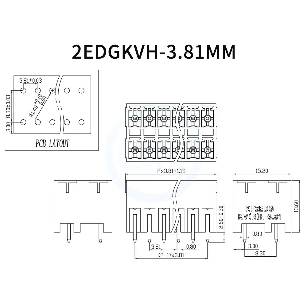 (5 pcs) KF 2EDGKVH -3.5mm -3.81m Precision Straight Pin Dual Row Pluggable PCB KF2EDGKRH Terminal Block 15EDGKRH-3.5/3.81 2-20P