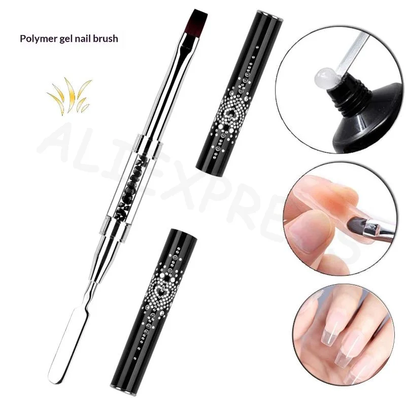 Crystal Nail Art Liner Brush Dual Head Painting Pen Lightweight Manicure Makeup Tool for Daily DIY Nail Decoration