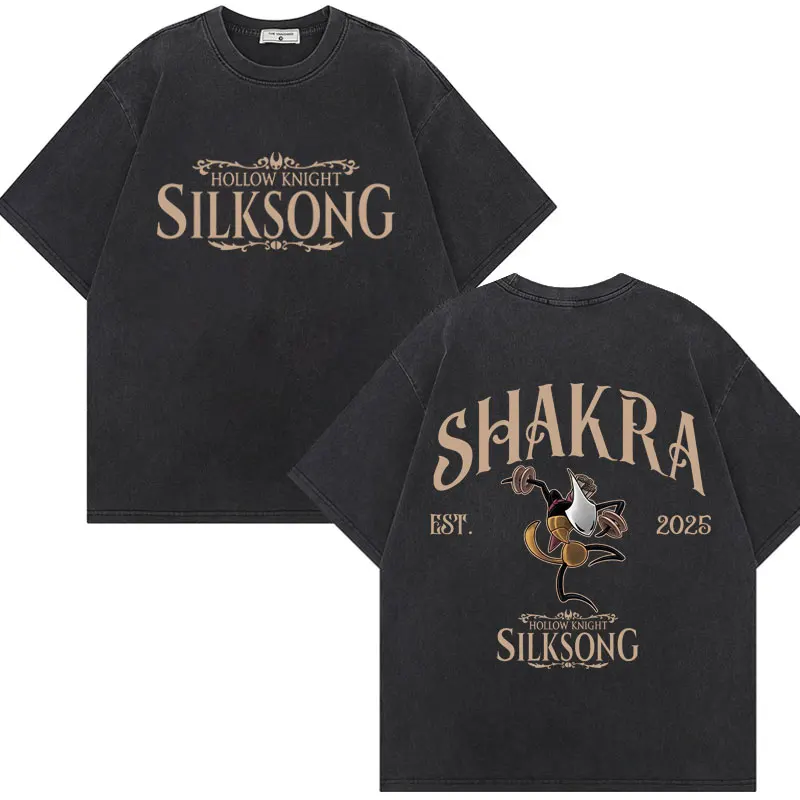 

Vintage Washed Hollow Knight Game Graphic T Shirts Men Women Clothing High Quality Fashion T-shirts Summer Casual Loose T-shirt