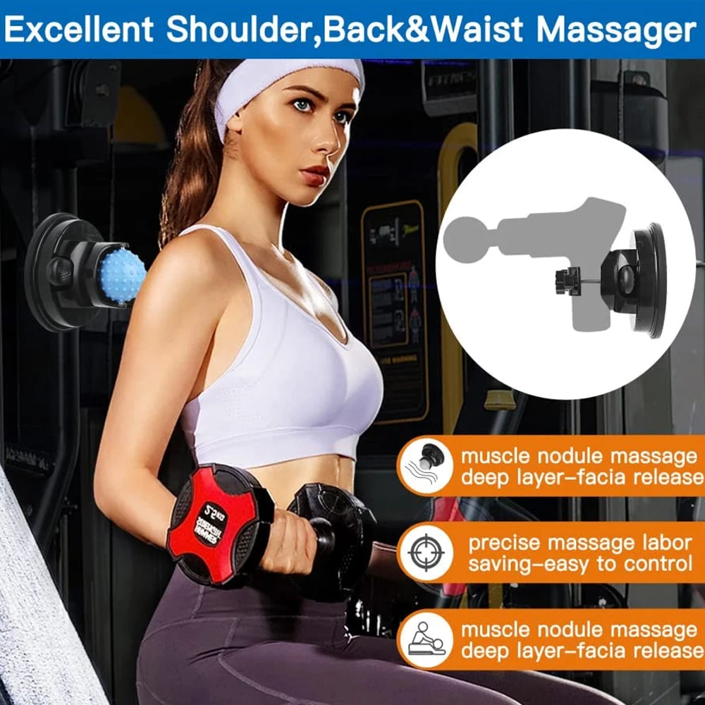 2 in 1 Mountable Wall Vacuum Suction Cups Massage Gun Holder for Self Massage Massage Ball Roller Deep Tissue for Relieve Muscle