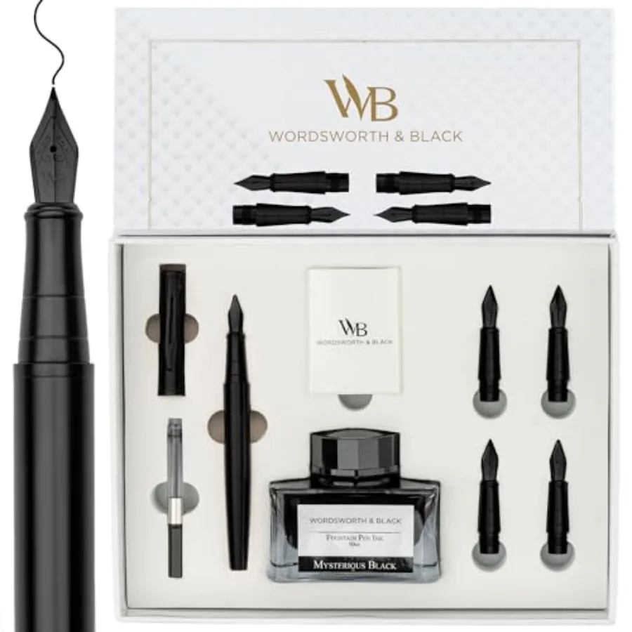 

Fountain Pen Gift Set, Includes Ink Bottle, 6 Ink Cartridges, A Refill Converter, 4 Replacement Nibs, Journaling, Calligraphy,