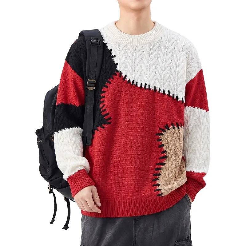 Mens Thick Fleece Lined Crew Neck Knit Sweater Warm Winter Casual Long Sleeve Pullover Knitwear Top