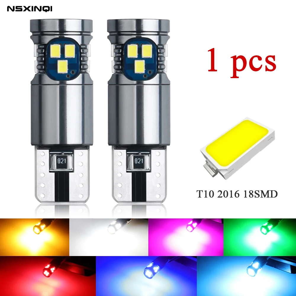 NSXINQI 1X T10 W5W 2016 18SMD LED Bulb Canbus No Error Auto Wedge Side Car Interior Light Clearance Light Bulb