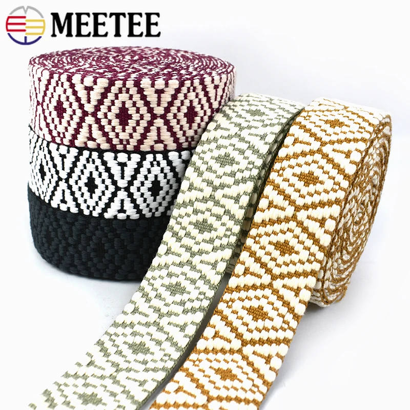 

2/5/10M Meetee 38mm Polyester Jacquard Ribbons Ethnic Webbing Tape Bag Backpack Shoulder Strap Decor Belt Bias Band Accessories