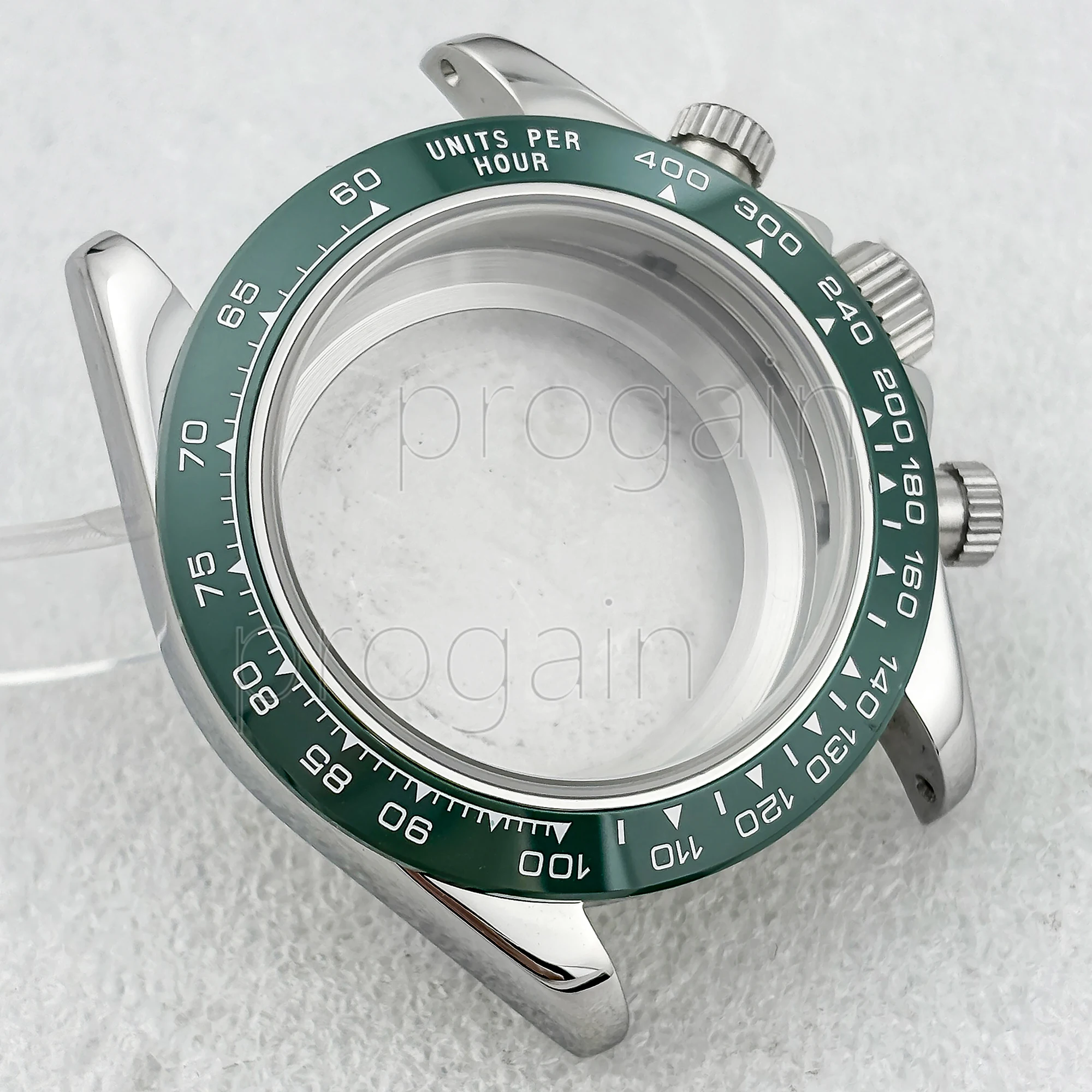 VK63 casing jam tangan kaca safir, casing baja tahan karat dengan Bezel keramik, aksesori jam tangan pria untuk VK63 bagian gerakan kuarsa