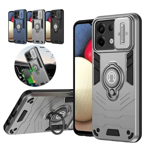 Für redmi note13 pro note 13 4g 5g kamera stoß feste panzerung für redmi 13c 4g 5g auto magnet halter ring schutz abdeckung