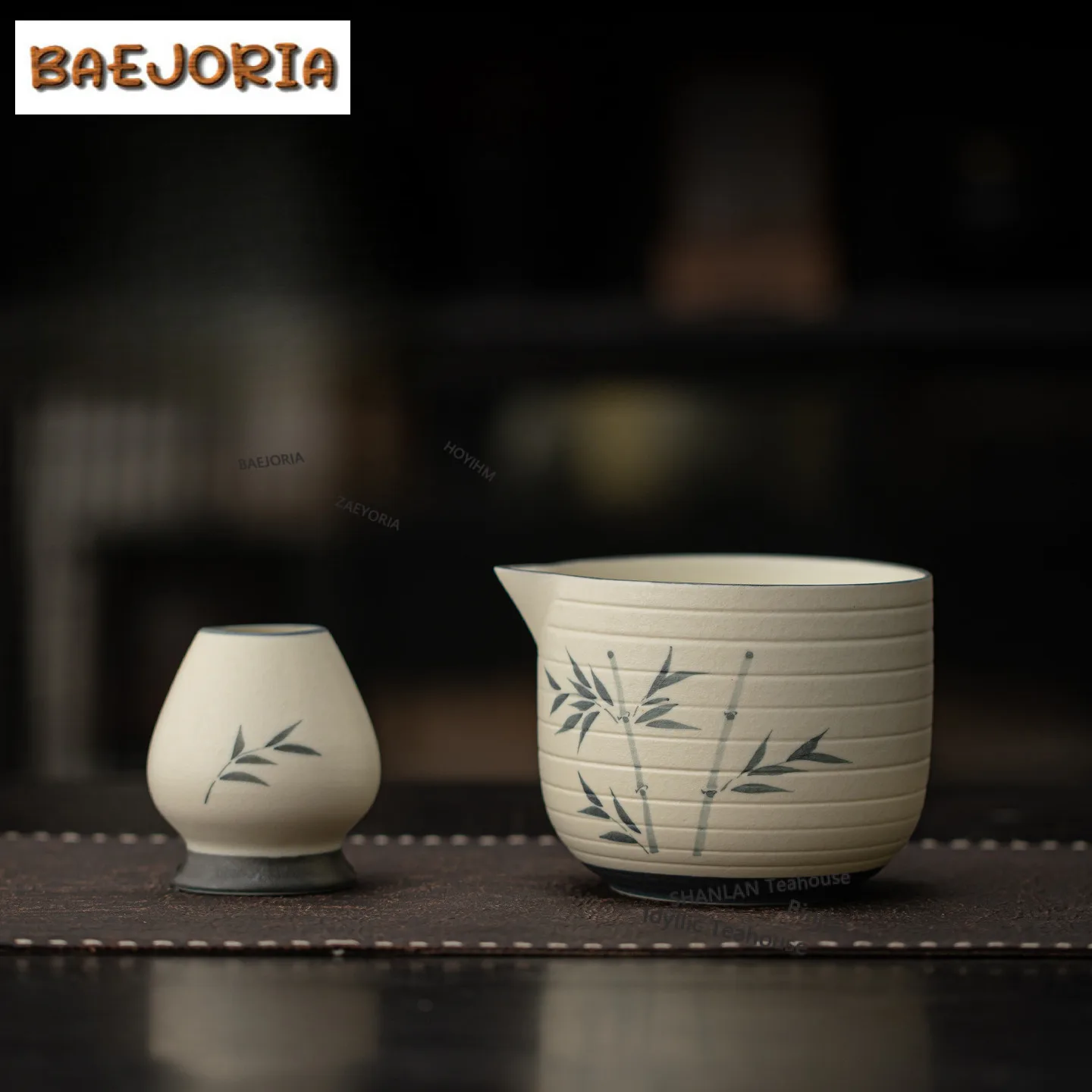 

Hand-painted 3D Striped Matcha Bowl Tea Whisk Stand Set Tea Items Accessories Craft Tea Ceremony Equipment Collection Supplies