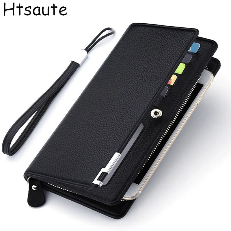 

Men's Long Wallet Multi-card Slot Card Holder Business Wallet with Zipper Multi Functional PU Leather Coin Purse Man Gift