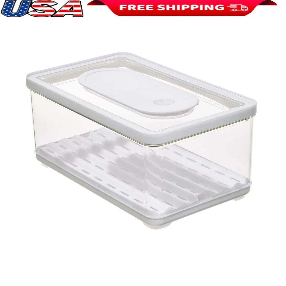

Large BPA-Free Recycled Plastic Produce Storage Bin Airtight Humidity Control Removable Insert Stackable Dishwasher Safe 25 Cup