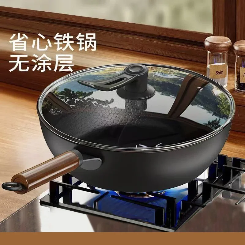 

2024 NEW Chinese Iron Cooking Cookware Non-stick Household Pot Cooked Iron Pot Uncoated Pot Kitchen Frying Pan