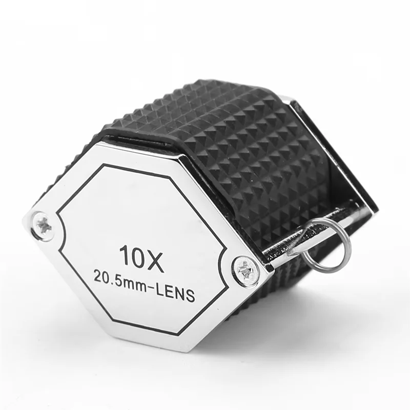 ABUH-New 10X Jewelery Loupe Hexagonal Portable Foldable Pocket Magnifier 20.5Mm Len Optical Magnifying Glass