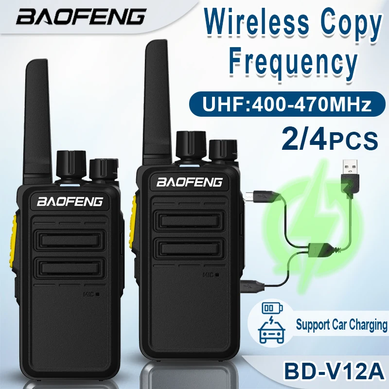 Baofeng BD-V12A Walkie Talkies Mini Wireless Copy Frequency Type-C Charging UHF 400-470MHz High Capacity Children Kids Gift