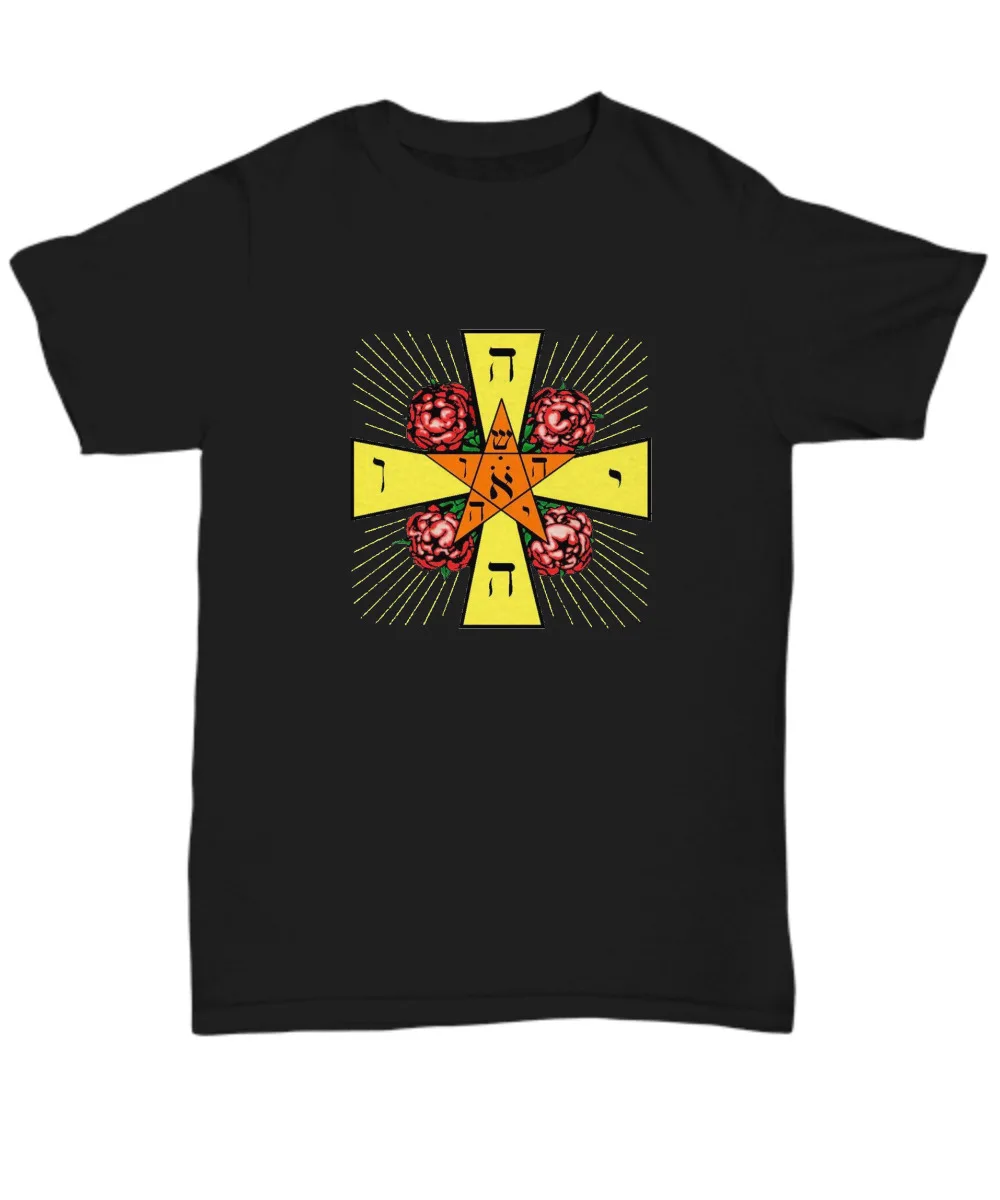 JHVH Rosicrucian lamen symbol shirt - Rose Cross apparel Pentagram Occult tee