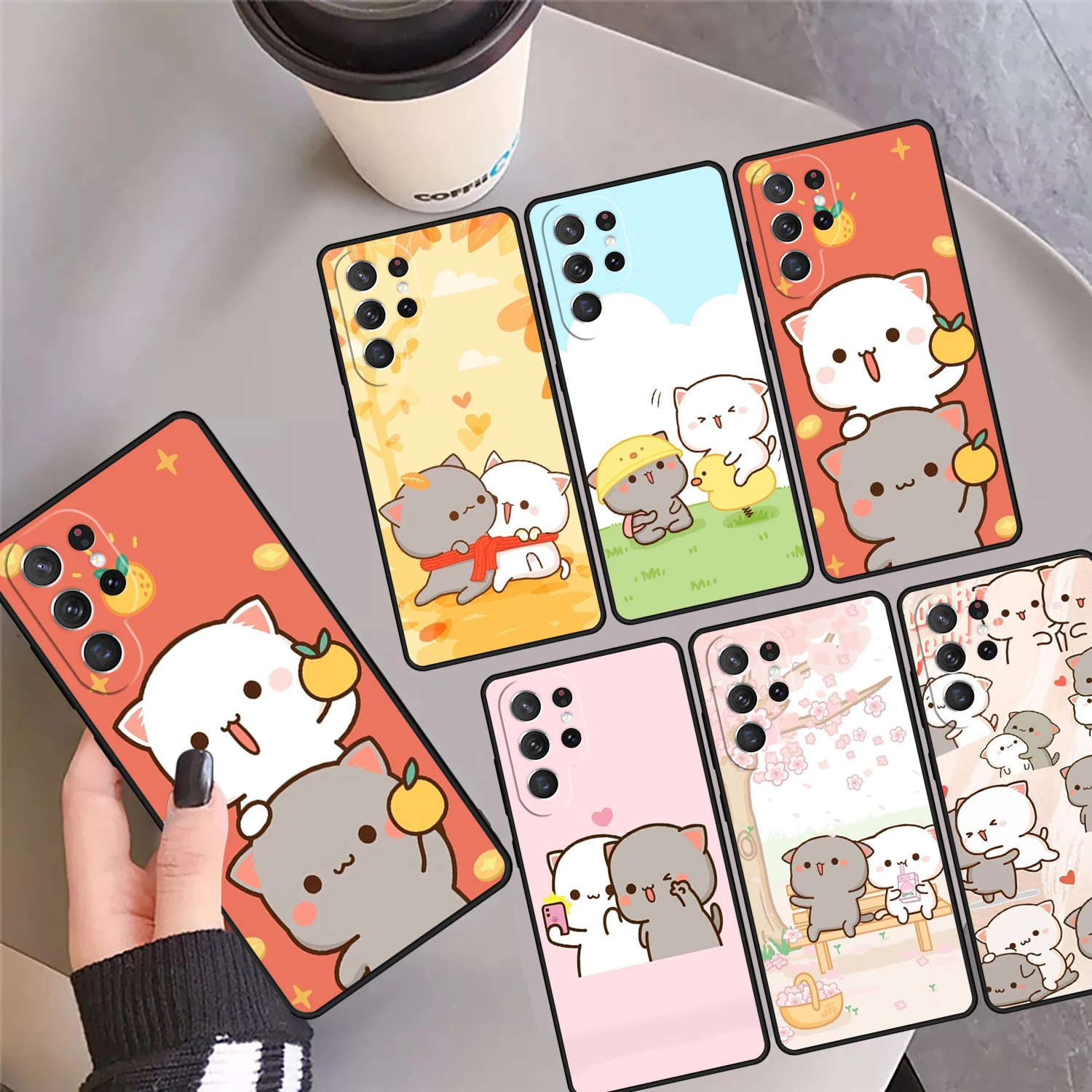 

Peach And Goma Cat Phone Case Cover Coque For Samsung Galaxy S24 S25 Ultra 23 S22 Plus S21 FE S20 Note 10 Pro Note 20