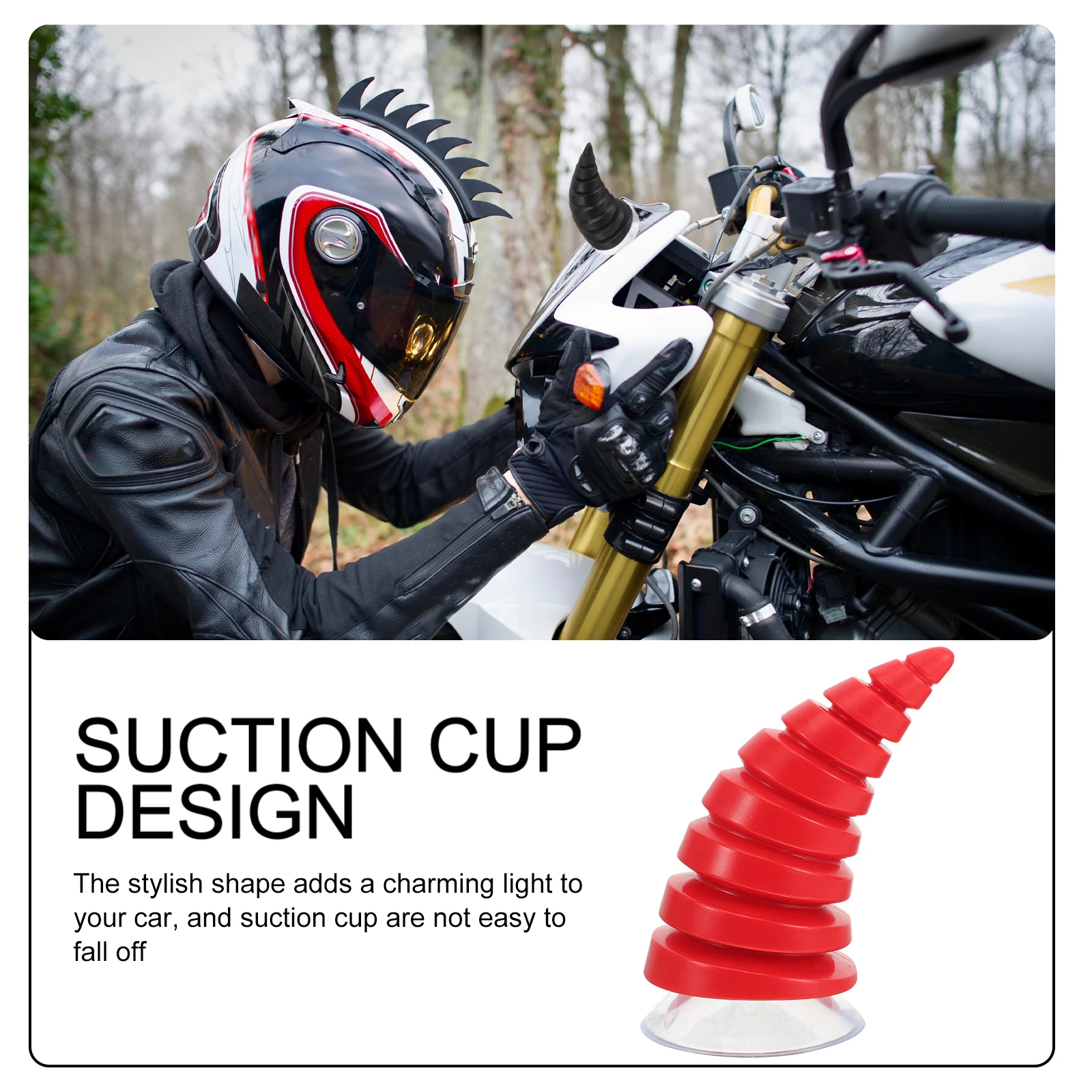 

Stylish 3D Suction Cup Horn Decor for Motorcycle Car Window Reusable Cool Look Lightweight Plastic Horns for Men Women