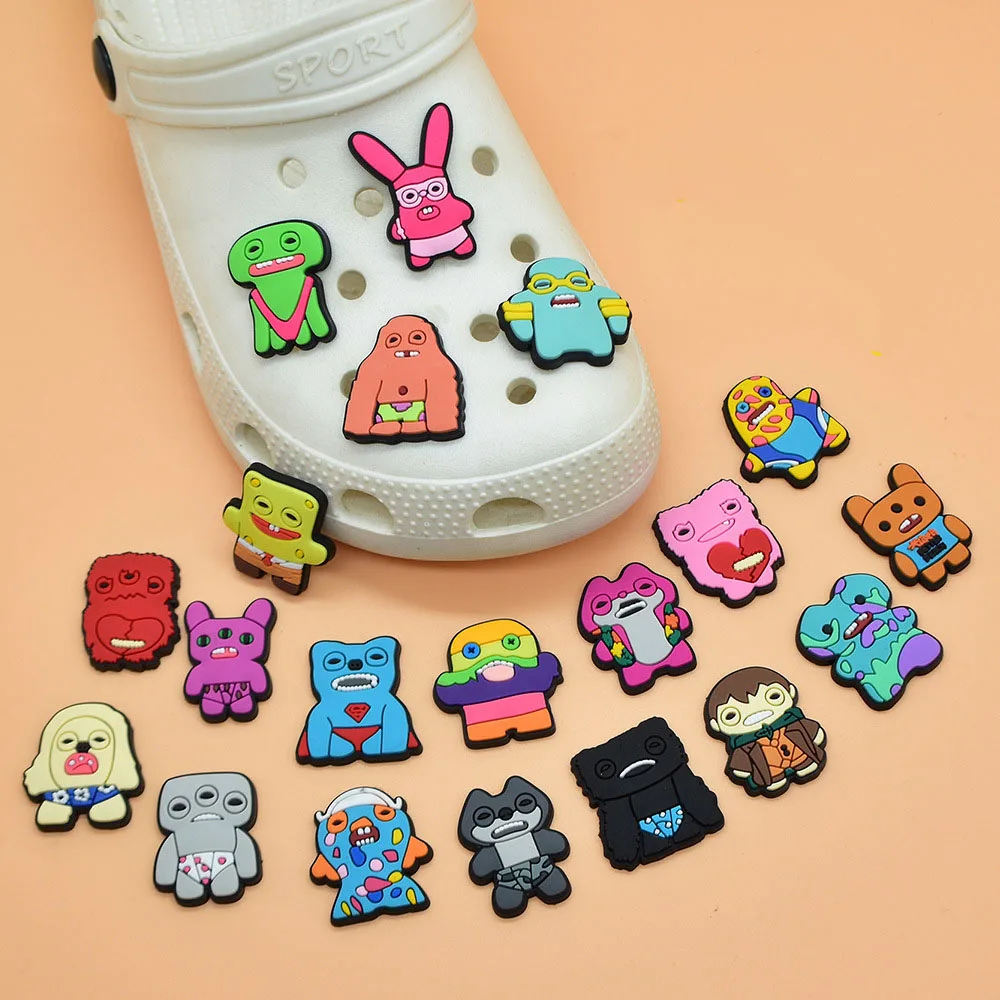 4-26PCS Cute Ugly Monster Shoe Charms Cute for Kids Waterproof PVC Shoe Decorations Compatible with Croc for Girls Party Favors