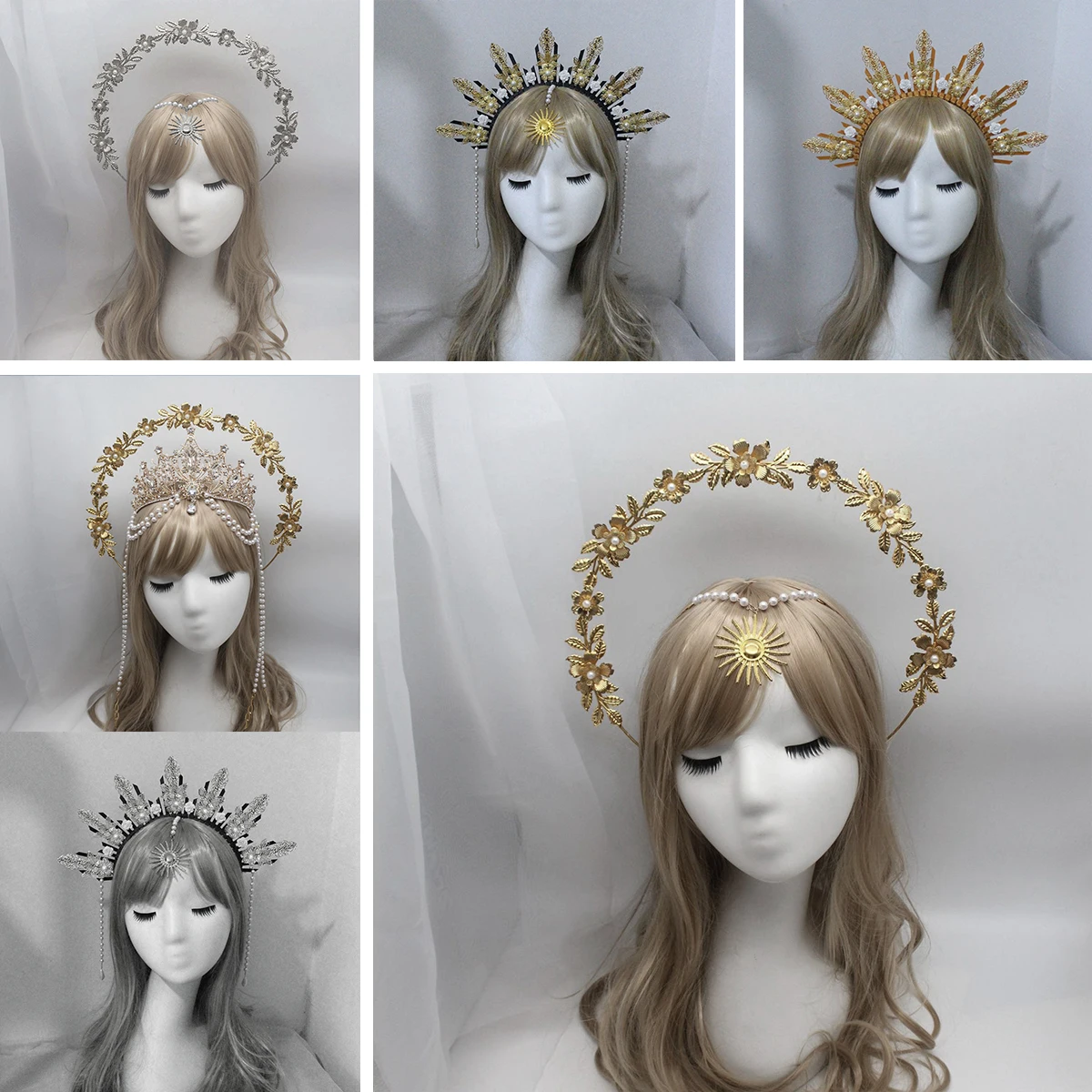 Gothic Lolita Halo Crown Filigree Headband Vintage Angel Halo Wedding Headpiece For Parties Pregnancy Photo Shoot