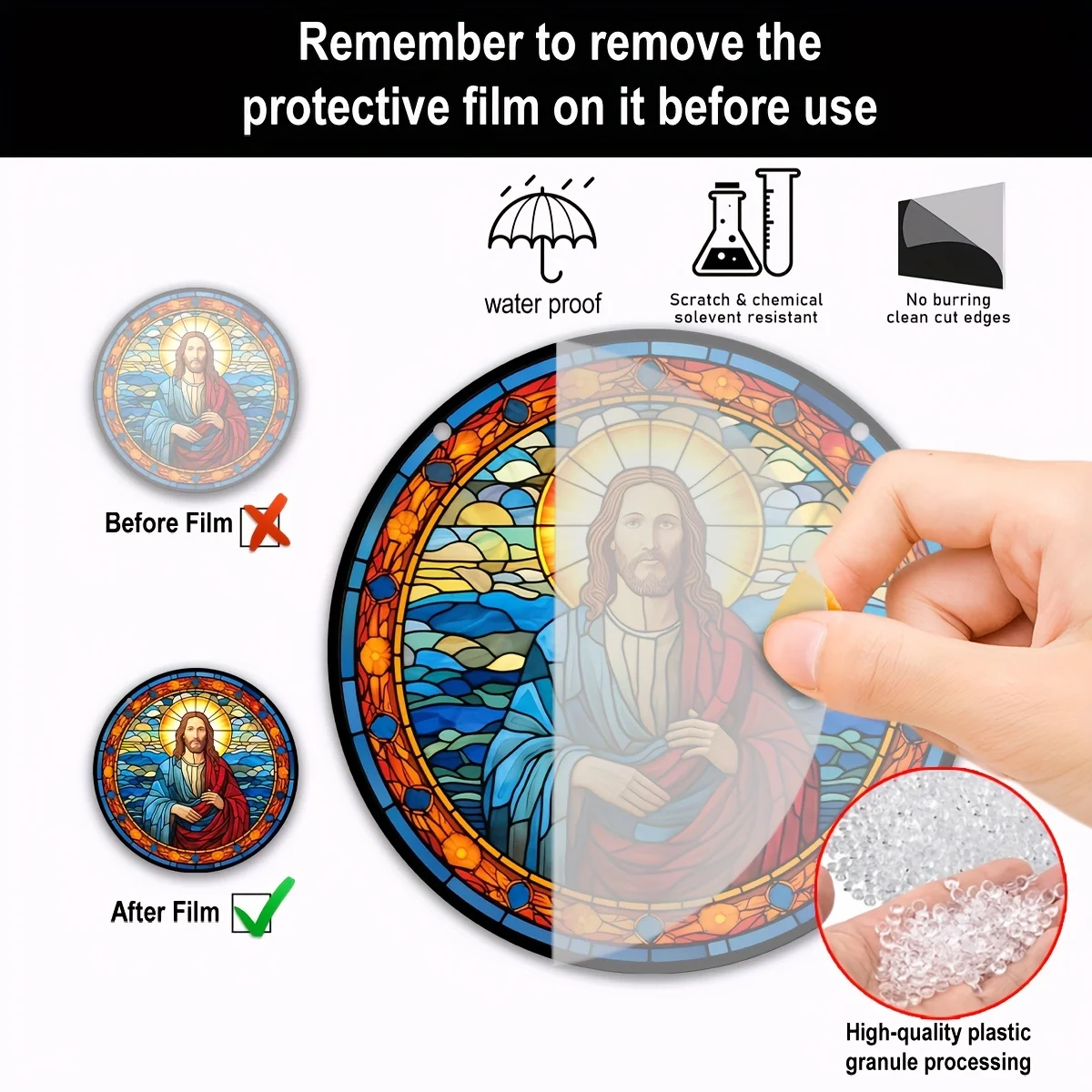 1pc Jesus Stained Window Hanging Christianity Suncatcher Designed For Last Supper Enthusiasts Wall Art Decor Wreath Sign Decor