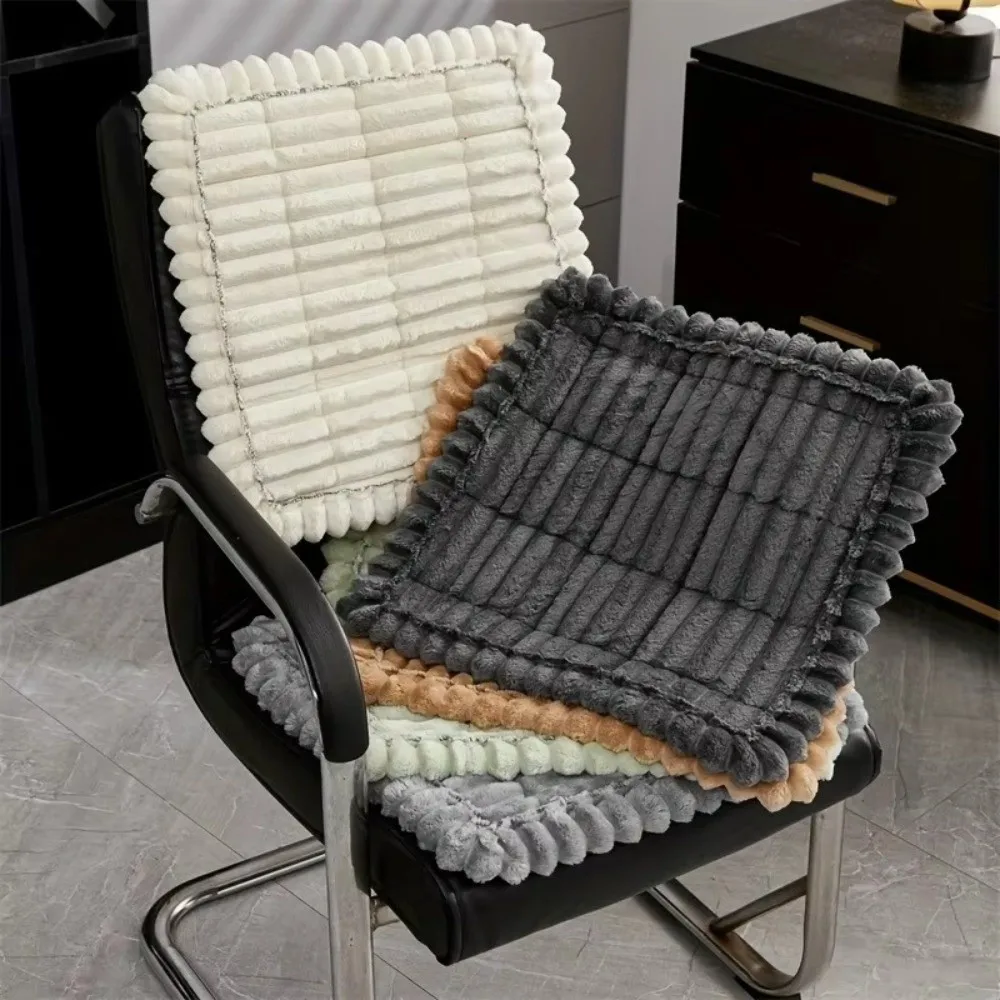Practical Soft Chair Seat Cushion Non-Slip Thick Thick Stool Seat Mat Fleece Fabric Multi-Color Winter Warm Pad for Home Use