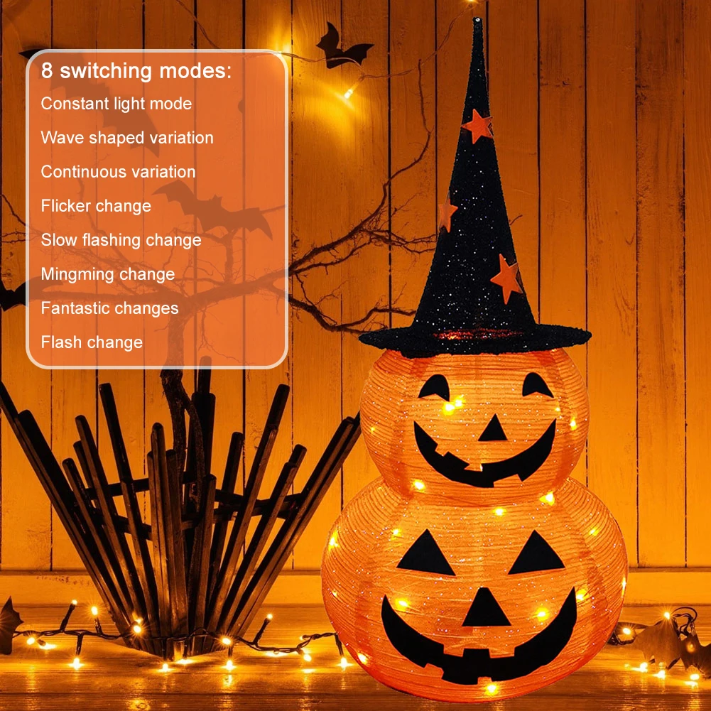 50/100 LED Halloween Pumpkin Light Waterproof Pumpkin Lantern Scary Horror Party Atmosphere Light Home Decor Horror Props