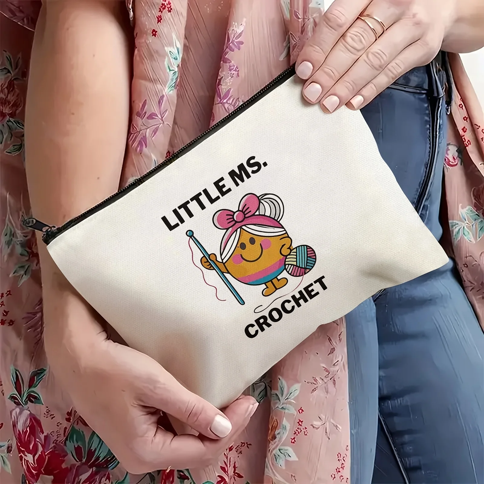 Eine gehäkelte Make-up-Tasche – süße multifunktionale Reißverschlusstasche für Damen, Schmuckaufbewahrungstasche – Detail 3