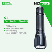 Nextorch C4 Rechargeable LED Flashlight for Everyday Use, with 18650 Battery, 700 Lumens 340m Beam Distance, Uniform Light Spot