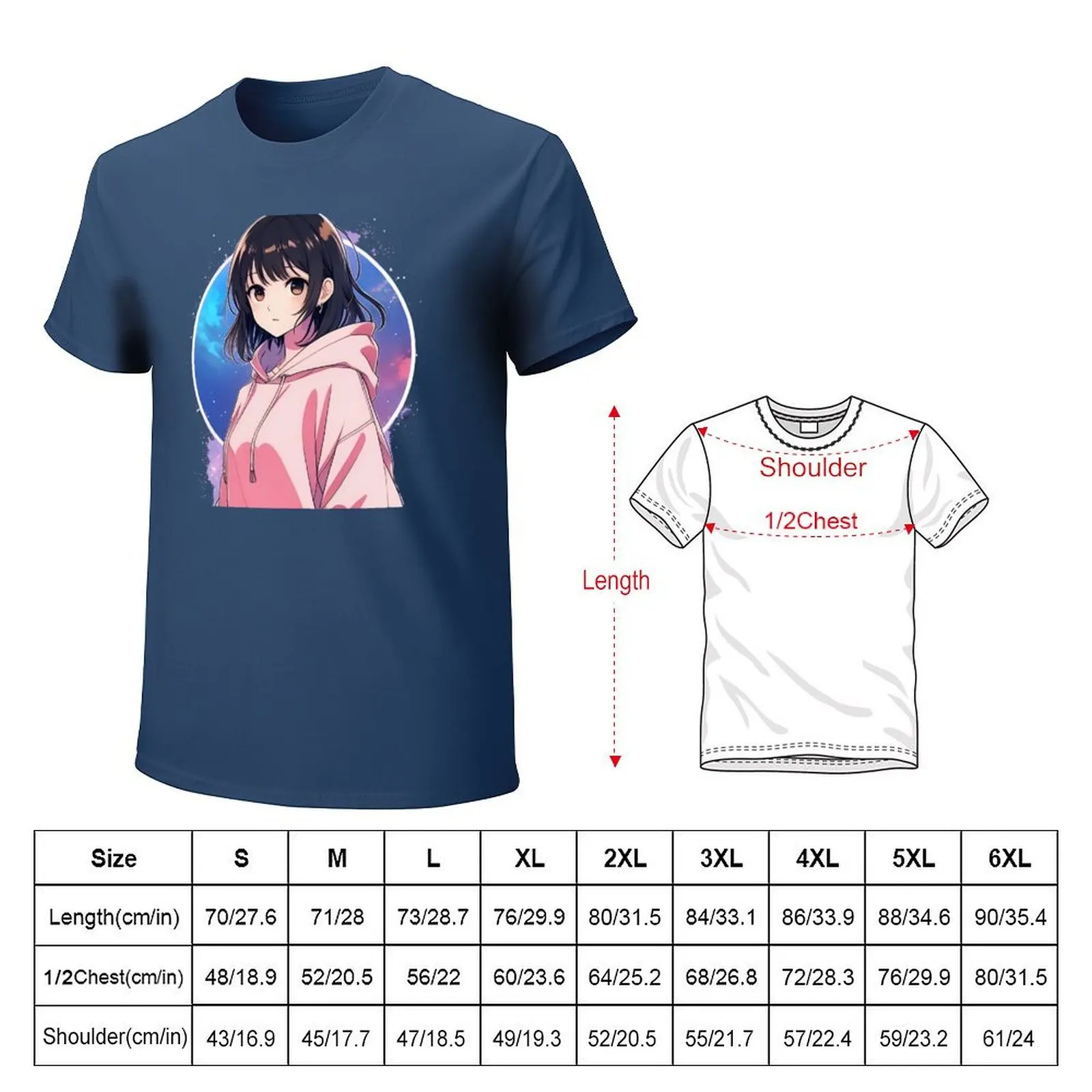 The Milky Way Anime Girl T-shirt Aesthetic clothing vintage plus sizes heavy weight t shirts for men