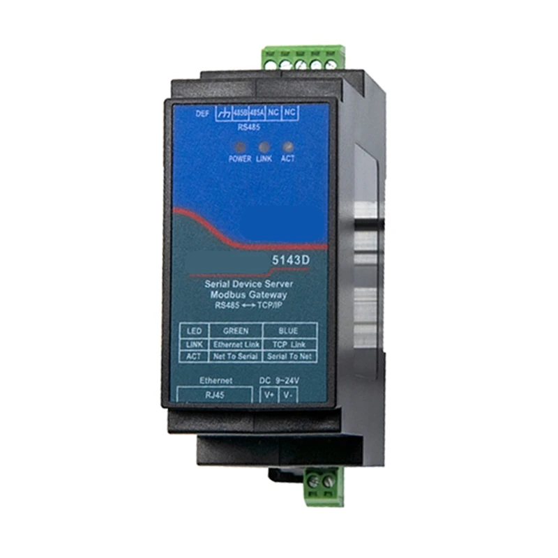 Din-Rail ZLAN5143D Serial Device Server Modbus Gateway RS485 From To TCP/IP DC9-24V Support Full Duplex