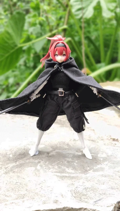 

Custom 1:12th Female Clothes Black Cloak Cape for 6" figma Figure