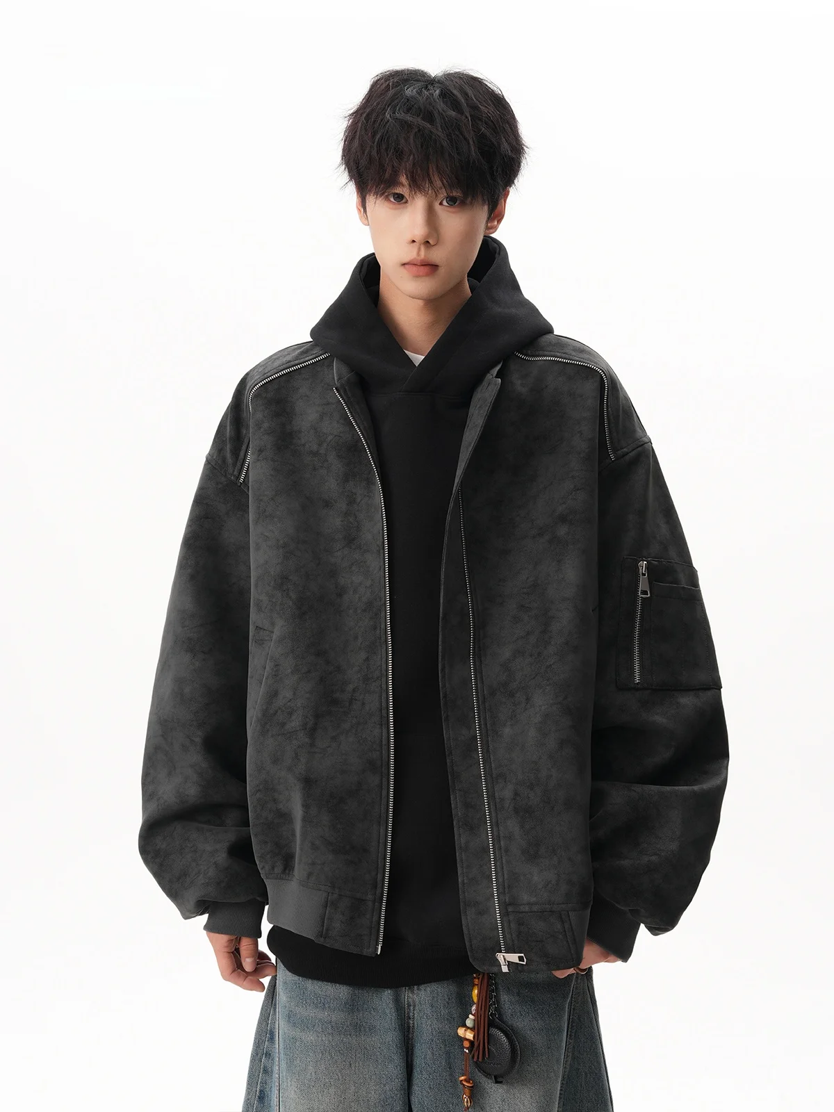 Мужская и женская куртка из искусственной кожи American High Street Tie Dye, осенне-зимняя модная дизайнерская универсальная крутая рабочая одежда в стиле аpe, бейсбольная...