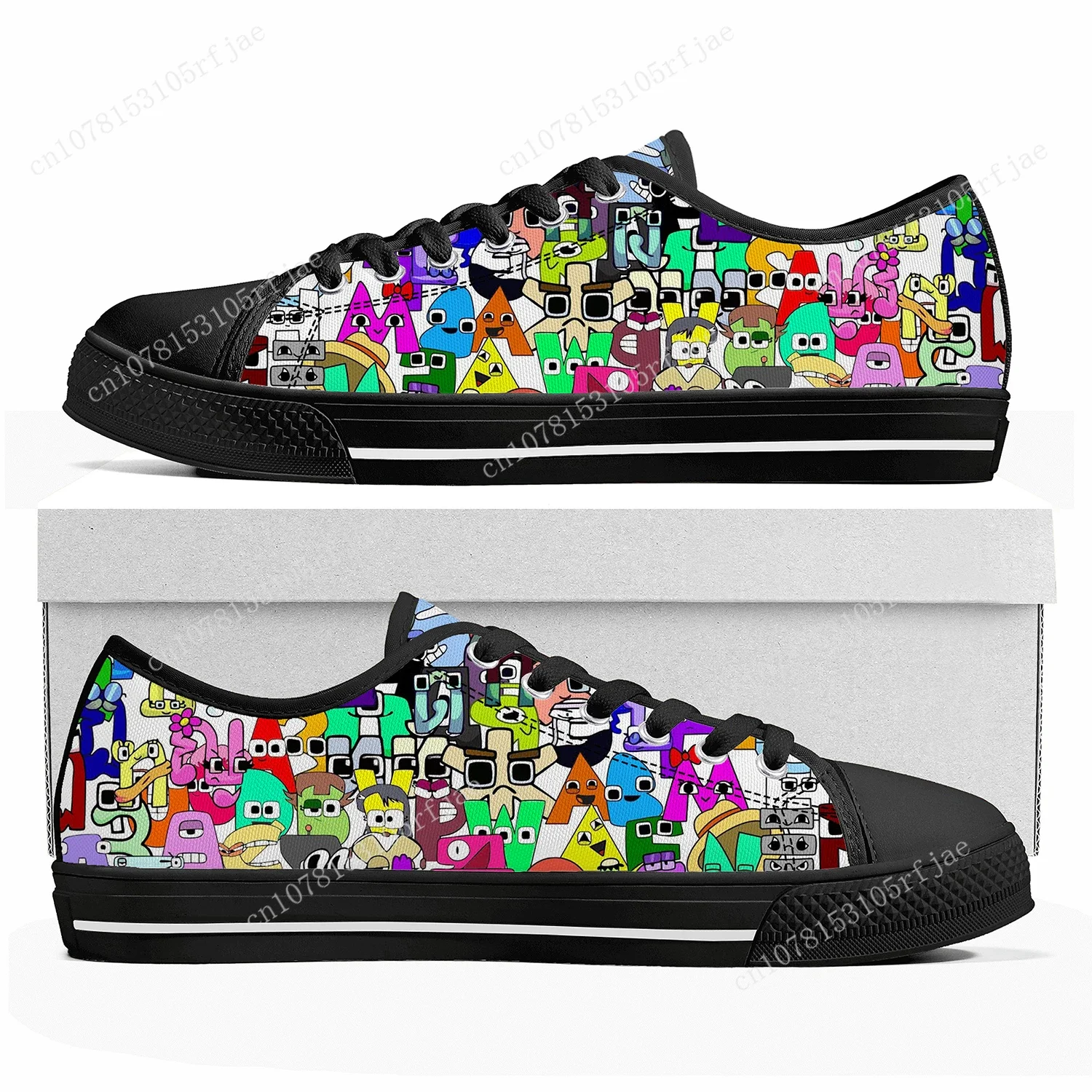 Alphabet Lore Custom Low Top Sneakers Cartoon Game Womens Mens Teenager High Quality Shoes Casual Tailor Made Canvas Sneaker