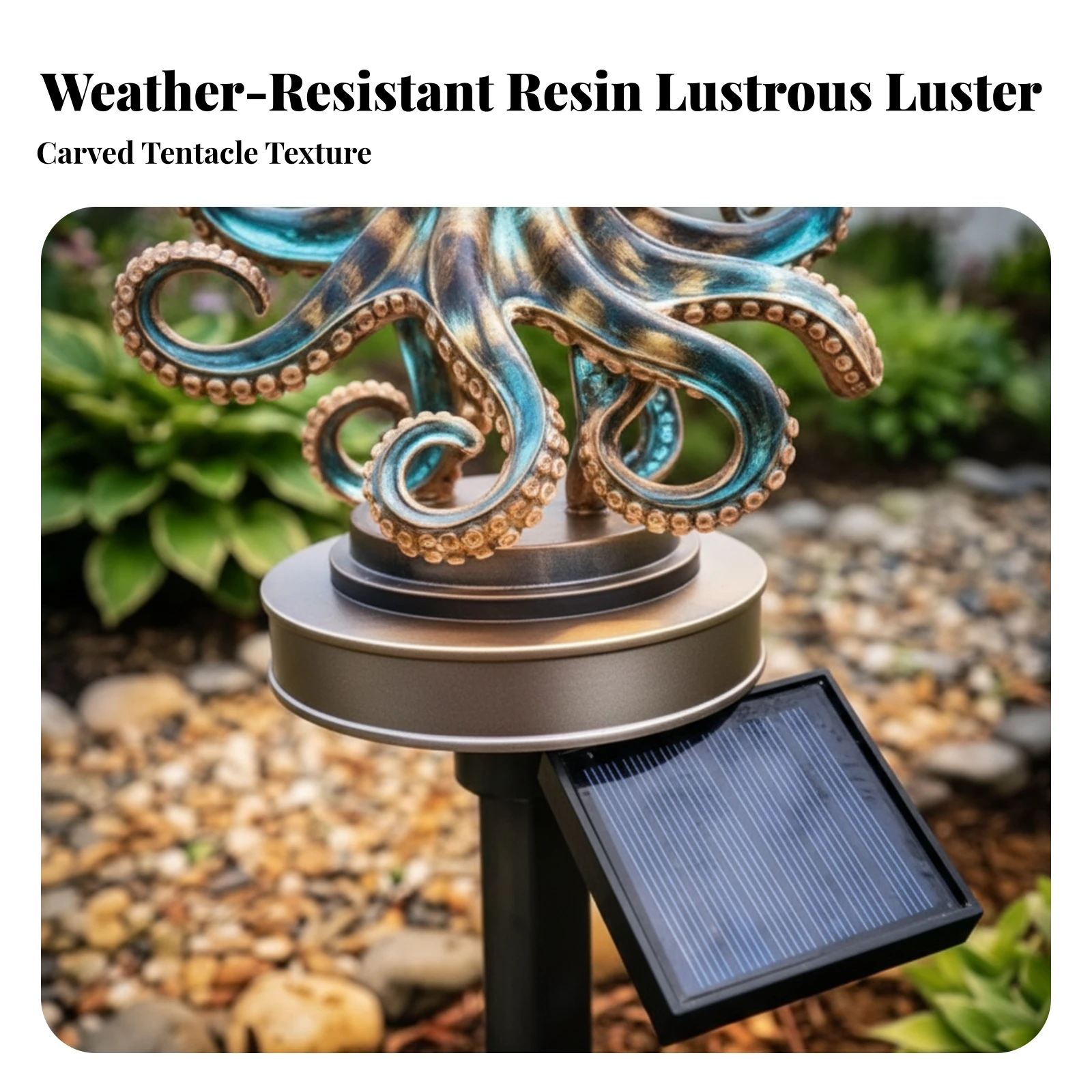 Lampe solaire décorative automatique en forme de céphalopode pour jardin, facile à installer pour allées et cours