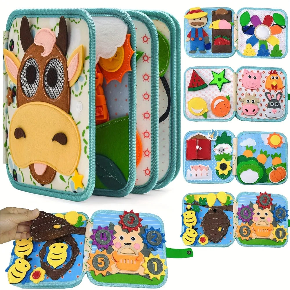 كتاب قصص تعليمي لحيوانات المزرعة والفواكه التفاعلية، لعبة تعلم السفر للنشاط الحسي للأطفال الصغار من سن 3 إلى 6 سنوات #2
