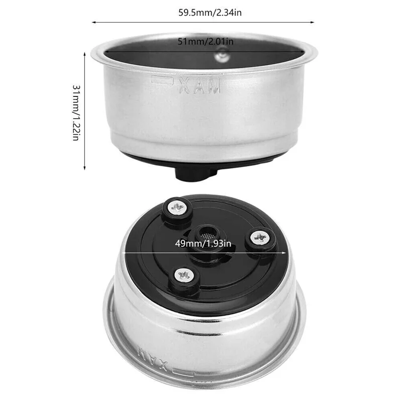 AF93-Stainless Steel Coffee Filter Basket 51Mm Coffee Portafilter Basket Detachable Espresso Machine Portafilter Basket