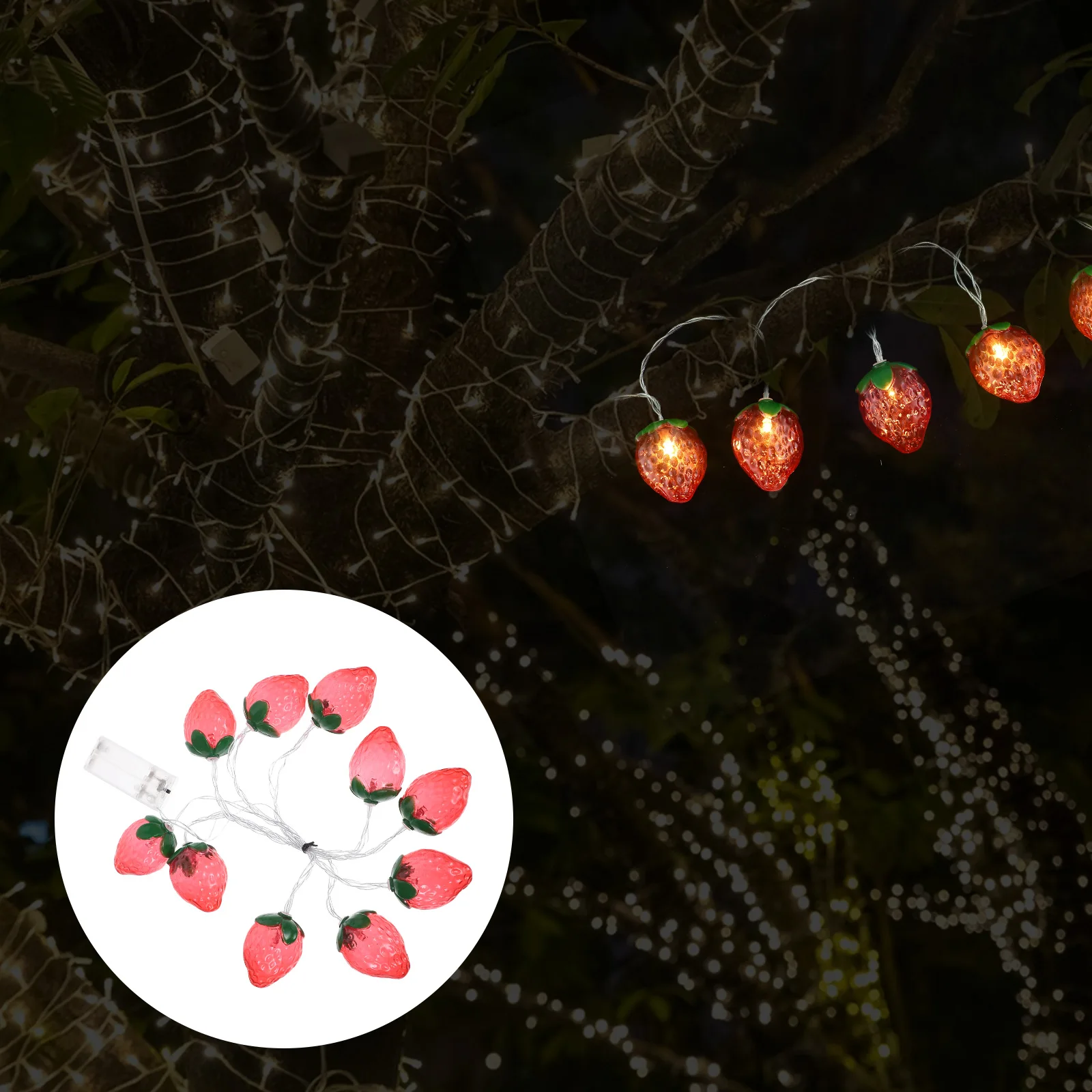 

Ambient Light String LED Strawberry Shaped Red Operated Waterproof Patio Decor Festival Lighting Outdoor