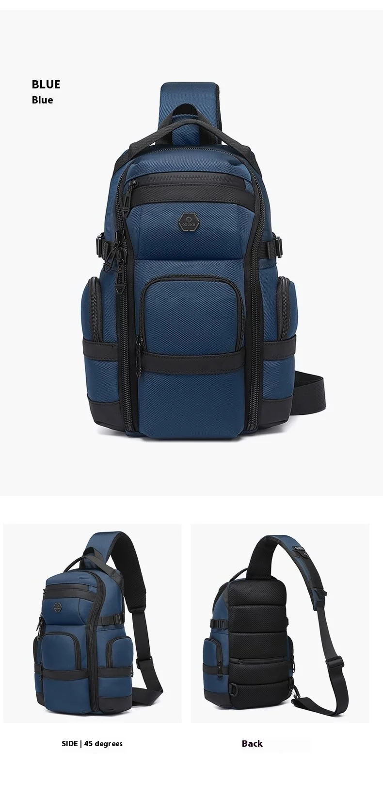 OZUKO Crossbody Bag Large Capacity Shoulder Bags for Male Waterproof Chest Bag Tactical Sling Messenger Bags Men Outdoor Sports
