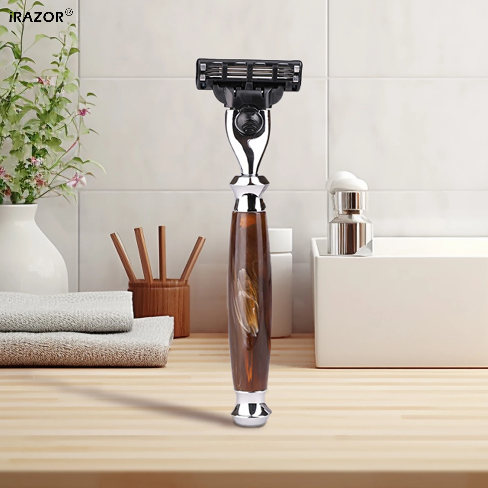 iRAZOR Premium 3-Blade Men's Razor Compatible with Mach3 Replacement Blades,Manual Wet Shaver for Face & Beard Grooming Tool